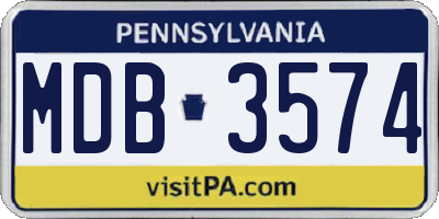 PA license plate MDB3574