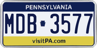 PA license plate MDB3577