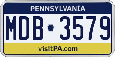 PA license plate MDB3579