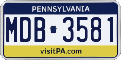 PA license plate MDB3581