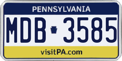 PA license plate MDB3585