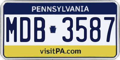 PA license plate MDB3587