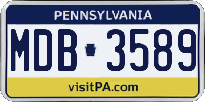 PA license plate MDB3589