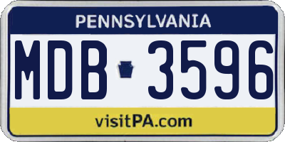 PA license plate MDB3596