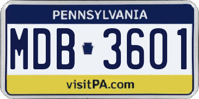 PA license plate MDB3601