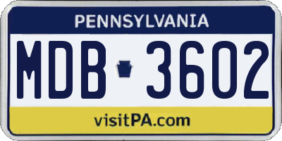 PA license plate MDB3602