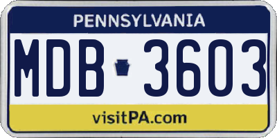PA license plate MDB3603