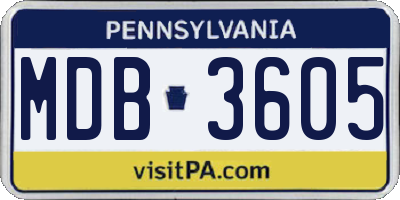 PA license plate MDB3605