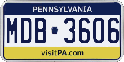 PA license plate MDB3606