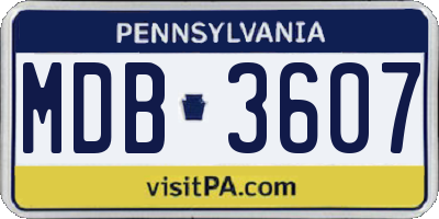 PA license plate MDB3607