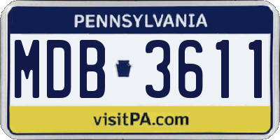 PA license plate MDB3611