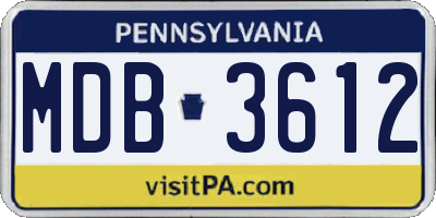 PA license plate MDB3612
