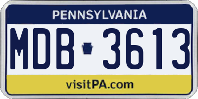 PA license plate MDB3613