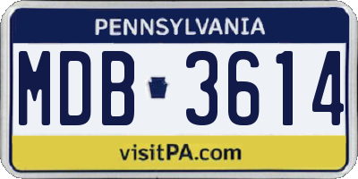 PA license plate MDB3614