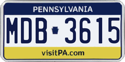 PA license plate MDB3615