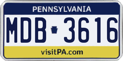 PA license plate MDB3616