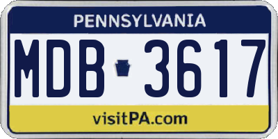 PA license plate MDB3617