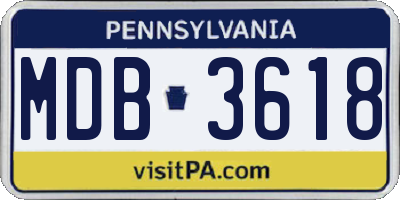 PA license plate MDB3618