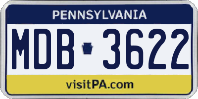 PA license plate MDB3622