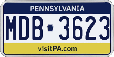PA license plate MDB3623