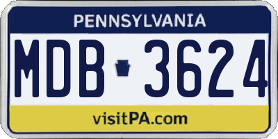 PA license plate MDB3624