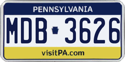 PA license plate MDB3626