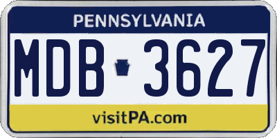 PA license plate MDB3627