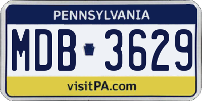 PA license plate MDB3629