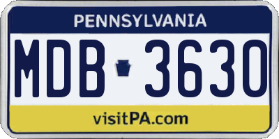 PA license plate MDB3630