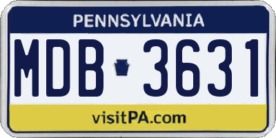 PA license plate MDB3631
