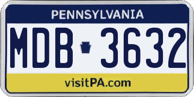 PA license plate MDB3632