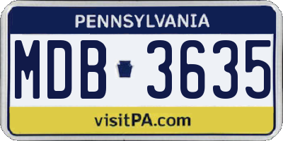 PA license plate MDB3635
