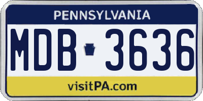 PA license plate MDB3636
