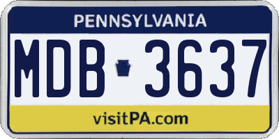 PA license plate MDB3637