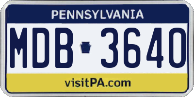 PA license plate MDB3640
