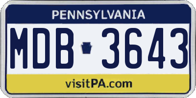 PA license plate MDB3643
