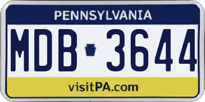 PA license plate MDB3644