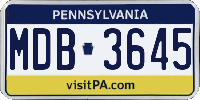 PA license plate MDB3645