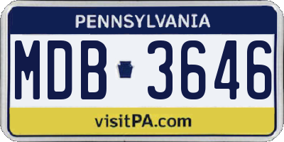 PA license plate MDB3646