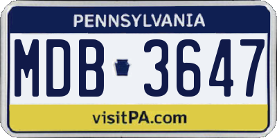 PA license plate MDB3647