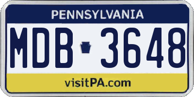PA license plate MDB3648