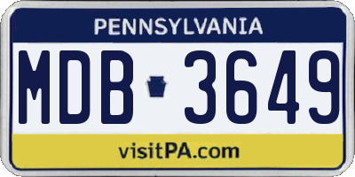 PA license plate MDB3649