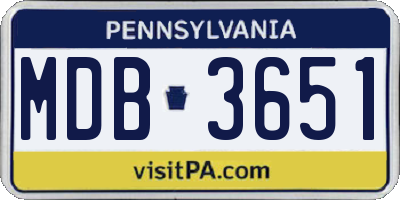 PA license plate MDB3651