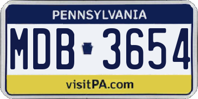 PA license plate MDB3654