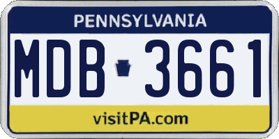PA license plate MDB3661