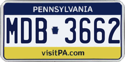 PA license plate MDB3662