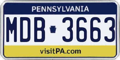 PA license plate MDB3663