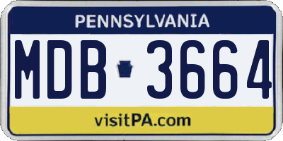 PA license plate MDB3664