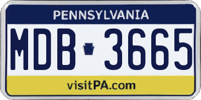 PA license plate MDB3665