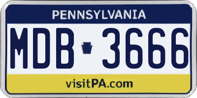 PA license plate MDB3666